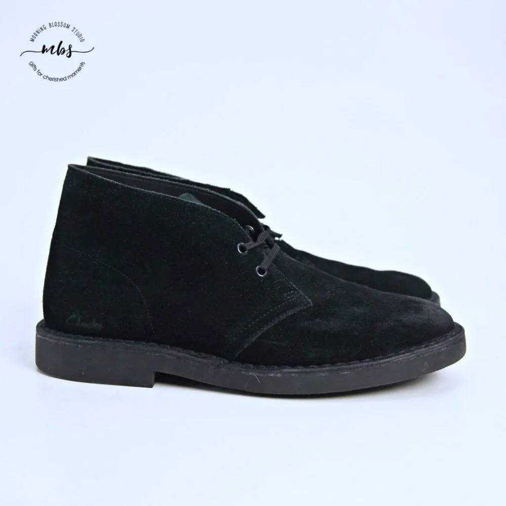 Clarks Bushacre Suede‎ Chukka Desert Boots Black Men 8.5